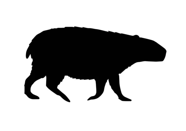 Vector Flat Black Capybara Silhouette Isolated White Background — Stock Vector