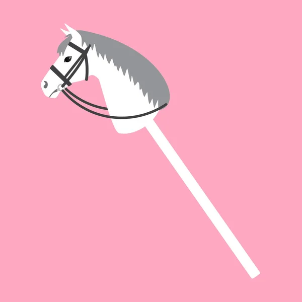 Vector White Flat Cartoon Riding Hobby Horse Toy Isolated Pink — Stock Vector