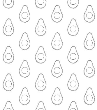 El çiziminin vektörsüz deseni beyaz arkaplanda izole edilmiş avokado çizimi