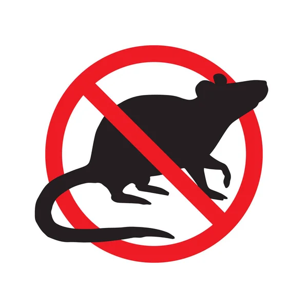 Vecteur Parasite Signe Avec Silhouette Rat Noir Sous Cercle Rouge — Image vectorielle