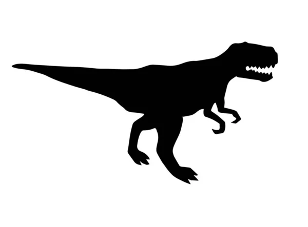 Vektor Fekete Tyrannosaurus Rex Dinoszaurusz Sziluett Elszigetelt Fehér Alapon — Stock Vector