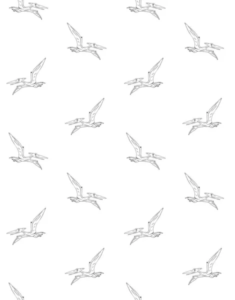 Patrón sin costura vectorial del contorno pterodáctilo — Archivo Imágenes Vectoriales