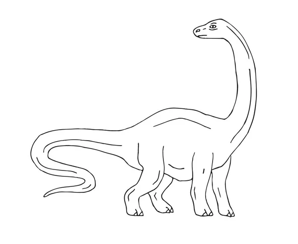 Croquis vectoriel dessiné à la main diplodocus dinosaure — Image vectorielle