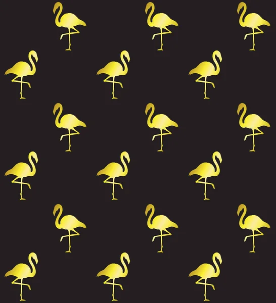 Seamless pattern of gold flamingo silhouette — Stock Vector