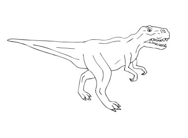 Vektör siyah el çizimi taslağı Tyrannosaur Rex dinozoru beyaz arkaplanda izole edildi