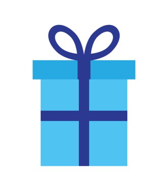 Vektör düz çizgi film mavi kutu simgesi beyaz arkaplanda izole