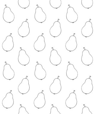 El çiziminin vektörsüz deseni beyaz zemin üzerinde izole edilmiş karalama çizimi armut ana hatları