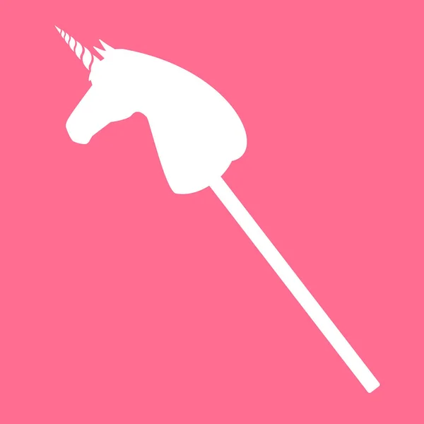 Wektor Biały Płaski Jazda Hobby Koń Jednorożec Sylwetka Izolowane Różowym — Wektor stockowy