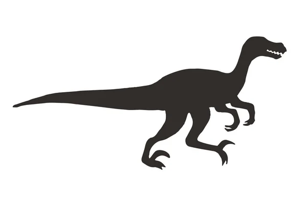 Silhouette Dinosaure Vecteur Noir Vélociraptor Isolée Sur Fond Blanc — Image vectorielle