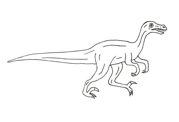 ベクトル手描きのドアスケッチヴェロキラプトル恐竜は白い背景に隔離された — ストックベクタ
