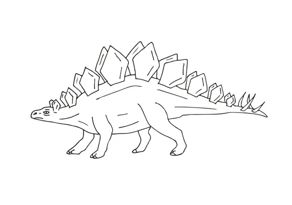 Векторный Ручной Рисунок Каракули Стегозавра Динозавра Белом Фоне — стоковый вектор