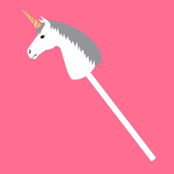 Kartun Datar Vektor Mengendarai Kuda Hobi Unicorn Terisolasi Pada Latar - Stok Vektor