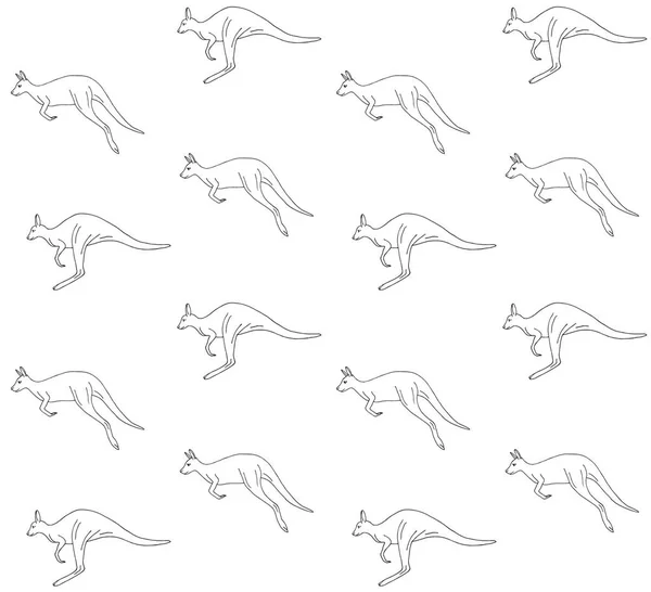 Vektor Nahtlose Muster Von Handgezeichneten Doodle Skizze Schwarzes Känguru Isoliert — Stockvektor