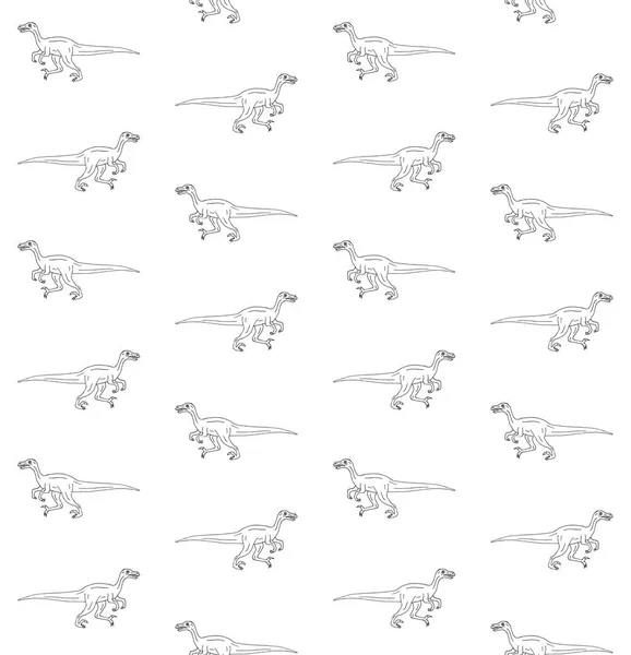 Vektor Nahtlose Muster Von Hand Gezeichnet Doodle Skizze Velociraptor Dinosaurier — Stockvektor