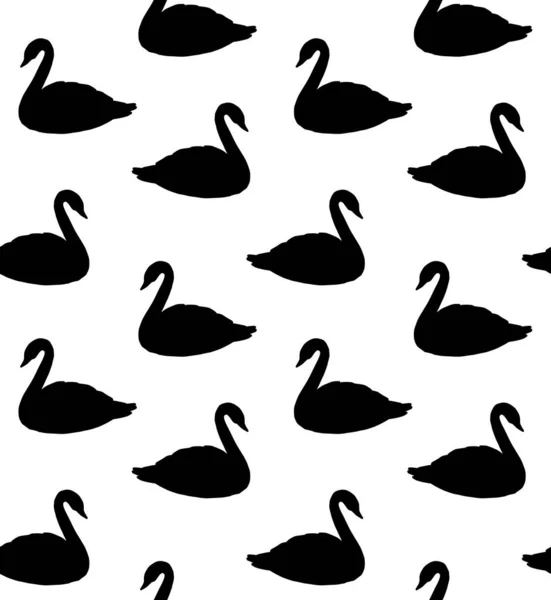 Patrón Sin Costura Vectorial Silueta Cisne Negro Aislado Sobre Fondo — Archivo Imágenes Vectoriales