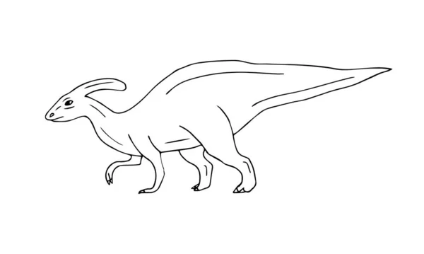 Vektor Tangan Gambar Corat Coret Sketsa Parasaurolophus Dinosaurus Terisolasi Pada - Stok Vektor