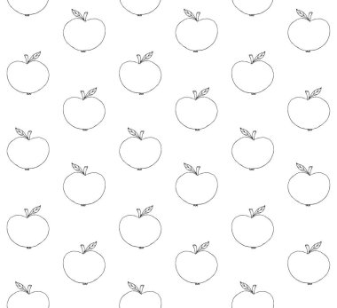 El çiziminin vektörsüz deseni beyaz arkaplanda izole edilmiş karalama elması