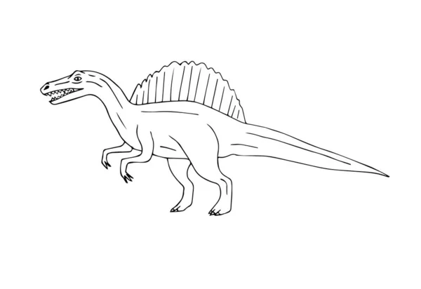 Vektor Tangan Digambar Sketsa Doodle Spinosaurus Dinosaurus Terisolasi Pada Latar - Stok Vektor