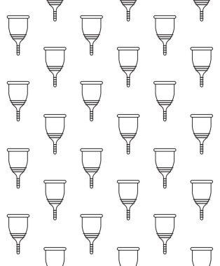 Beyaz arkaplanda izole edilmiş siyah hatlı düz aybaşı bardağının vektörsüz deseni