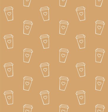 El çiziminin kusursuz desenli çizimi. Renkli eskiz. El işi arka planında izole edilmiş kahveyi al.