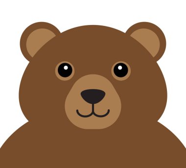 Beyaz arkaplanda izole edilmiş vektör düz çizgi film ayı yüz portresi