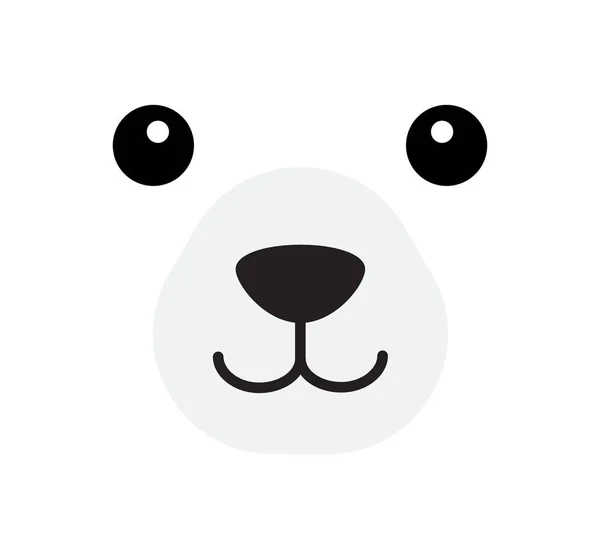 Beyaz arkaplanda izole edilmiş vektör düz kutup ayısı yüzü