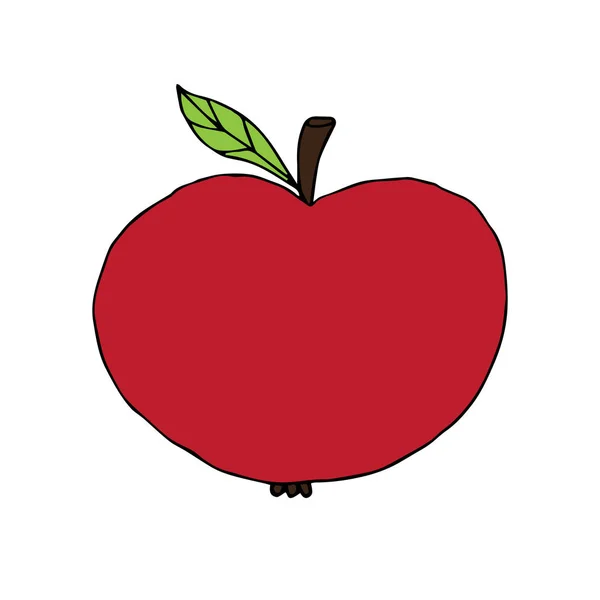Vektör Çizimi Beyaz Arkaplanda Izole Edilmiş Kırmızı Elma Çizimi — Stok Vektör