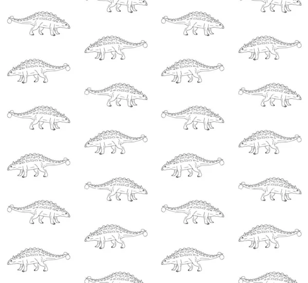 Vektor Nahtlose Muster Von Hand Gezeichnet Doodle Skizze Ankylosaurus Dinosaurier — Stockvektor