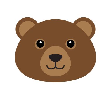 Beyaz arka planda izole edilmiş vektör düz çizgi film ayı boz yüzü