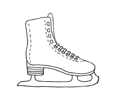 Vektör eli çizilmiş karalama çizimi beyaz arkaplanda izole edilmiş buz pateni