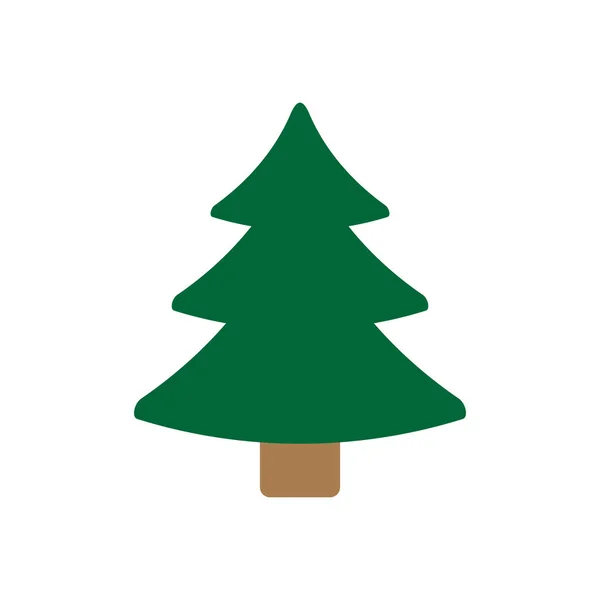 Vector Farbigen Flachen Cartoon Weihnachtsbaum Fichte Isoliert Auf Weißem Hintergrund — Stockvektor