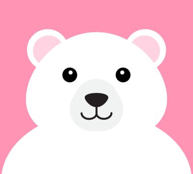 Pembe arka planda izole edilmiş kutup ayısı portresi.