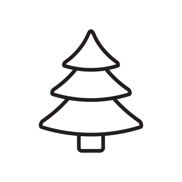 Vettoriale Piatto Cartone Animato Contorno Albero Natale Abete Rosso Isolato — Vettoriale Stock