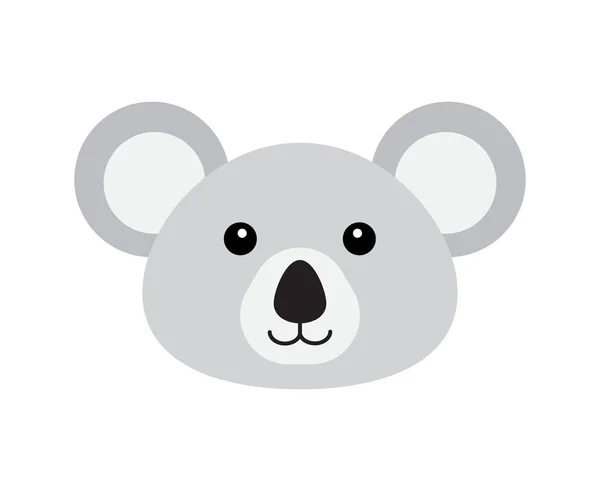 Vektor Ploché Kreslené Koala Tvář Izolované Bílém Pozadí — Stockový vektor