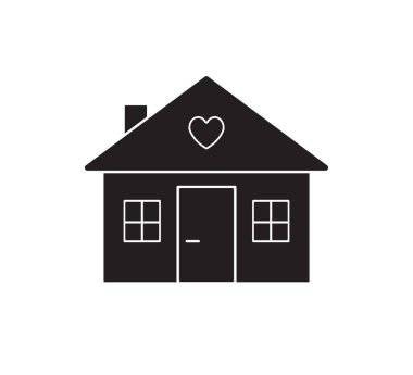 Beyaz arka planda izole edilmiş vektör düz siyah kır evi