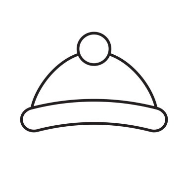 Vektör düz siyah ana hatlı kış şapkası