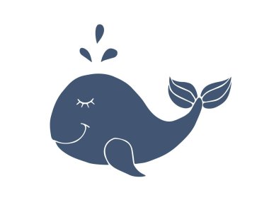 Vektör el çizilmiş çizim mavi balina