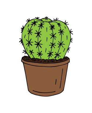 Vektör eli karalama çizimi renkli kaktüs