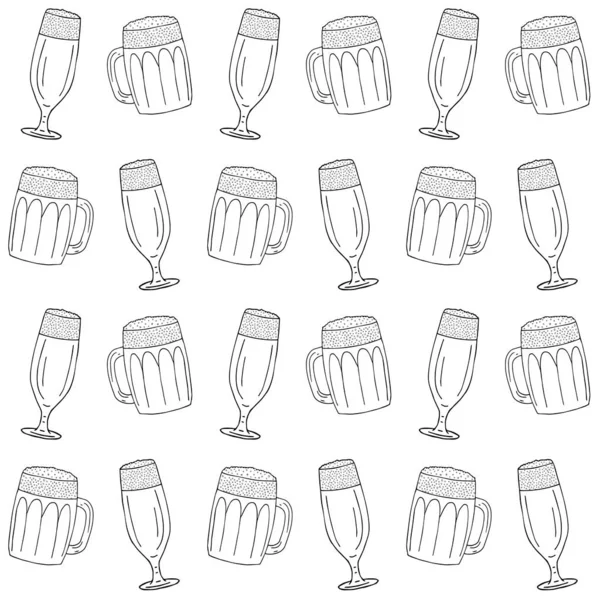 Vektor varrat nélküli minta a különböző sörösüvegek — Stock Vector