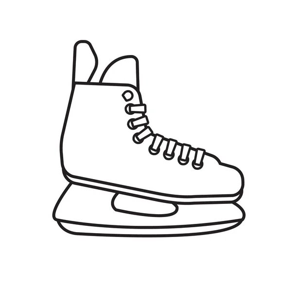 Vector Flat Outline Hockey Ice Skate Isolated White Background — Stock Vector