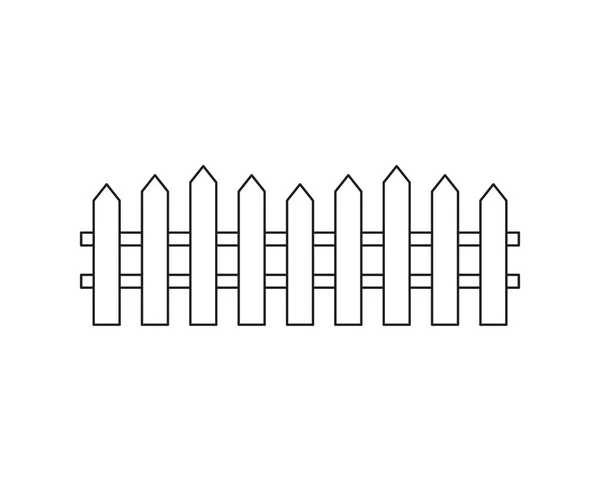 Vector Flat Outline Garden Fence Isolated White Background — Stock Vector