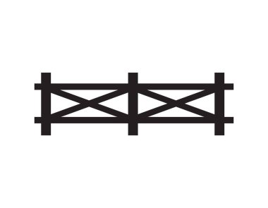 Beyaz arkaplanda izole edilmiş siyah çiftlik çiti silueti