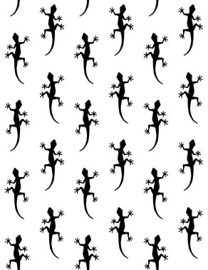 Beyaz arkaplanda izole edilmiş siyah kertenkele siluetinin vektörsüz deseni 