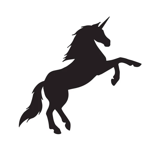 Siluet Unicorn Hitam Vektor Diisolasi Pada Latar Belakang Putih - Stok Vektor