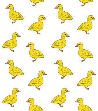 El çiziminin kusursuz şekli. Beyaz arka planda izole edilmiş sarı yavru ördek çizimi.