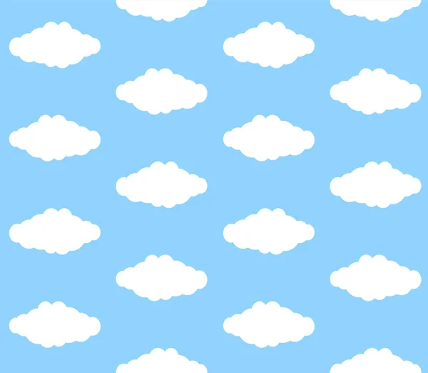 Vektor Nahtlose Muster Von Flachen Cartoon Wolke Isoliert Auf Blauem — Stockvektor