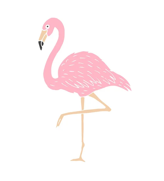 Vector Hand Getekend Doodle Schets Roze Flamingo Geïsoleerd Witte Achtergrond — Stockvector