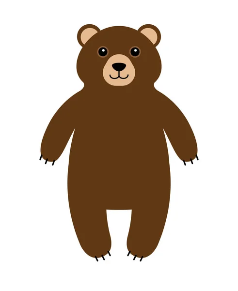 Vetor Plana Desenhos Animados Urso Pardo Pardo Isolado Fundo Branco — Vetor de Stock