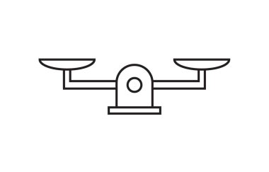 Beyaz arkaplanda izole edilmiş vektör siyah düz dış hat ölçekleri simgesi