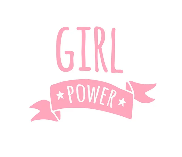 Vector Handgezeichnete Doodle Illustration Einfachem Stil Mit Phrase Girl Power — Stockvektor